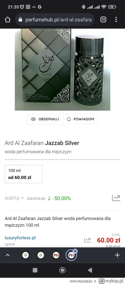 maciejuojeju - Fajny klon Profumo, Ard Al Zaafaran Jazzab Silver za 60 zł dostępny na...