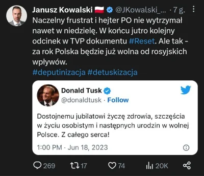 Javert_012824 - Widzieliście jak się Janusz zesrał o życzenia Pana Premiera Donalda F...