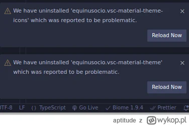 aptitude - Wow, team VSCode od Microsoft usunął każdemu zdalnie Material Theme z VSCo...