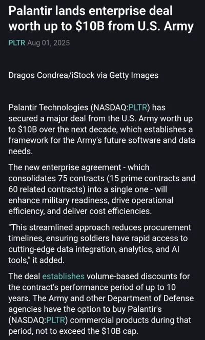 levzor - Palątir z kolejnym wojskowym 10-letnim kontraktem all-inclusive na 10mld $
A...