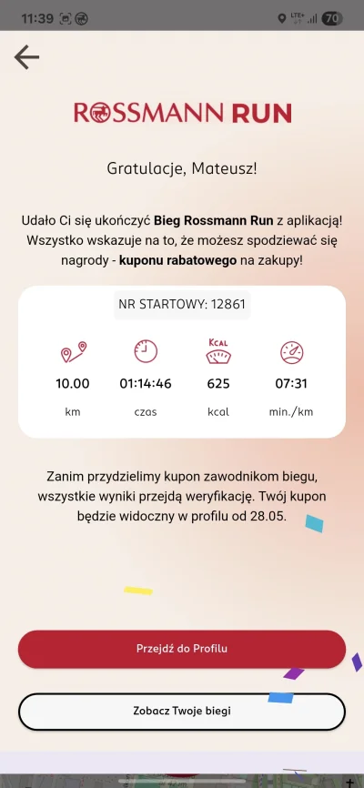 Hektar4 - 29 193,45 - 11,00 = 29 182,45

Dzisiejszy bieg Rossmana, na spokojnie zrobi...