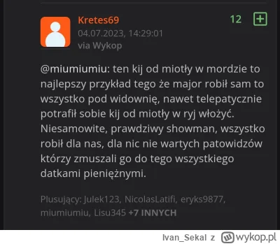 Ivan_Sekal - @Kretes69: a Kretes69 mówi na menela i ćpuna "major". Smiechu warte.