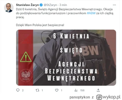 panoptykon - Stanisław Żaryn przypomina: Dziś dzień ABW! Czego życzymy funkcjonariusz...