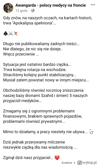 Anakee - Wczoraj (prawdopodobnie) zginął pierwszy polski wolontariusz udzielający pom...