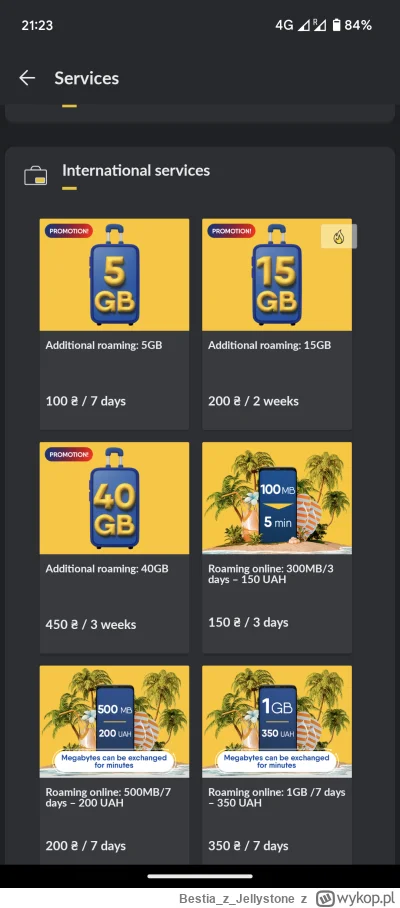 BestiazJellystone - @Qarkje: 40GB za 450uah + chyba 200 za doładowanie. Generalnie 60...