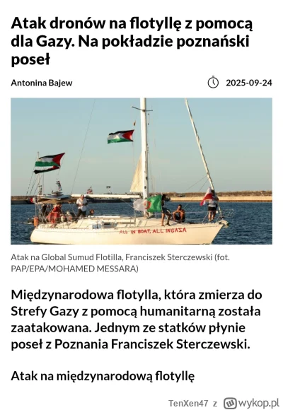 TenXen47 - Poseł koalicji ryzykuje życie żeby pomóc Palestyńczykom i zwrócić uwagę na...