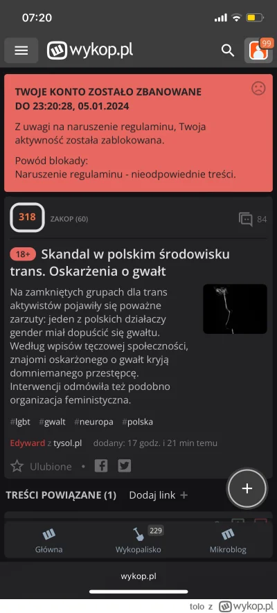 tolo - hahahaha dostałem bana na tydzień za komentarz pod tematem ze zdjęcia xD

Kome...