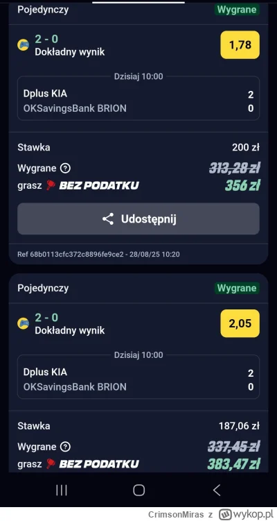 CrimsonMiras - @CrimsonMiras easy money. Po wiecej typów zapraszam do siebie na grupę...