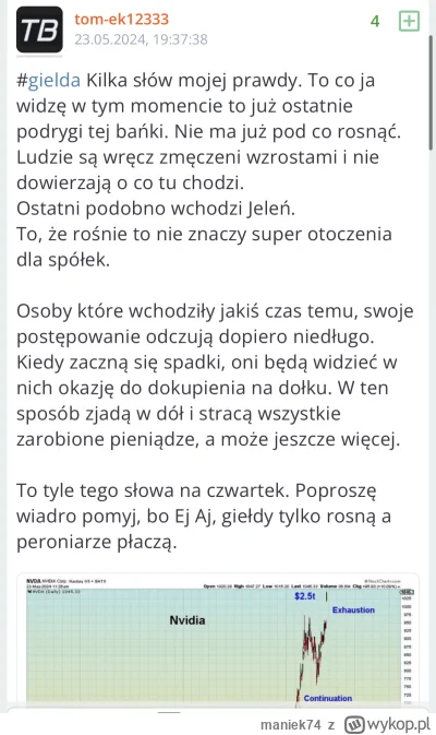 maniek74 - #gielda

Tomuś to jest jednak fachowiec, dzięki analizie technicznej przew...