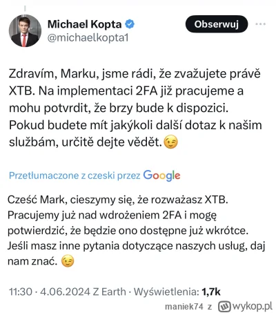 maniek74 - @widmo82 @bialowieska12345 @zouzosi 2FA będzie wkrótce