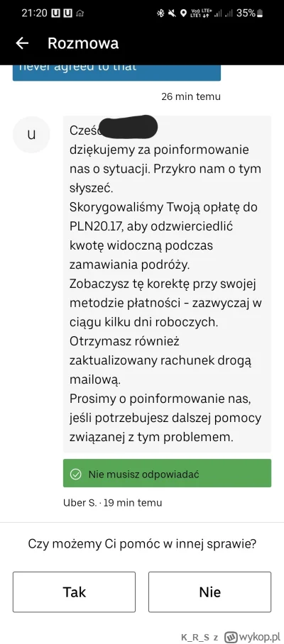 KRS - czy wiesz że jak wezmiesz #uber za 20zl, to potem może Ci ściągnąć 30zl, bo żad...