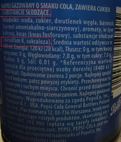 kasza332 - @kryminalnykwadrans: Pepsi zmieniła skład, kiedyś miała 11g cukru na 100ml...