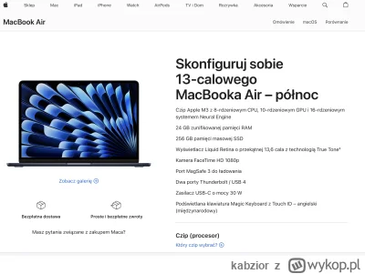 kabzior - >Na x-kom jest możliwość kupna laptopa MacBook Air m3, 24gb, 256GB. Na stro...