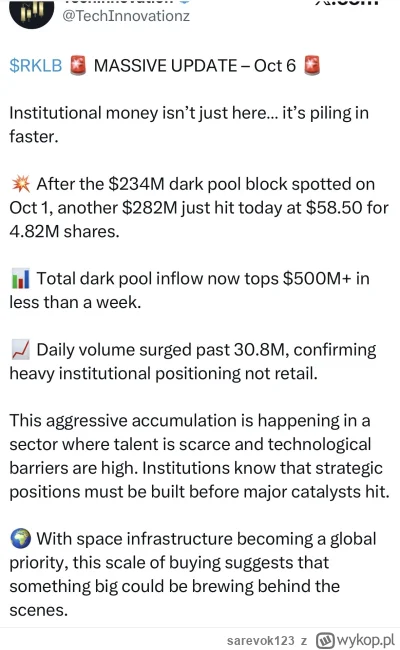 sarevok123 - Ktoś skupuje na dark pool masowo RKLB. 

#rklb #gielda