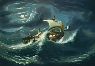 Loskamilos1 - Storm-tossed frigate, obraz wykonał w połowie XIX wieku Thomas Chambers...