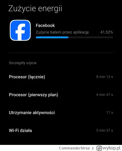 CommanderStrax - #android #facebook 
Z czego może wynikać tak duże zużycie baterii pr...