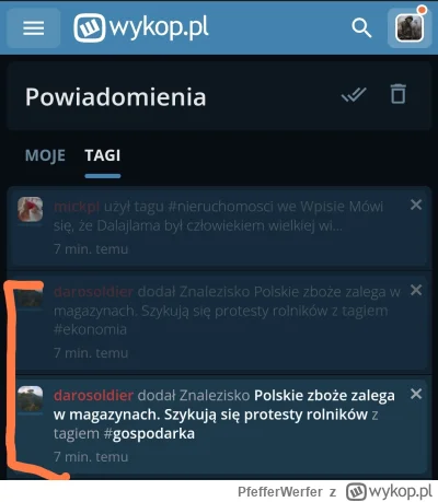 PfefferWerfer - @wykop: @m_b @a_s:

Powiadomienia o znaleziskach przychodzą wielokrot...