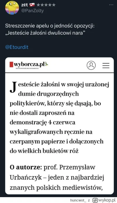 huncwot_ - czemu opozycja nie może żyć w zgodzie, chociaż w dzień urodzin Pana Donald...