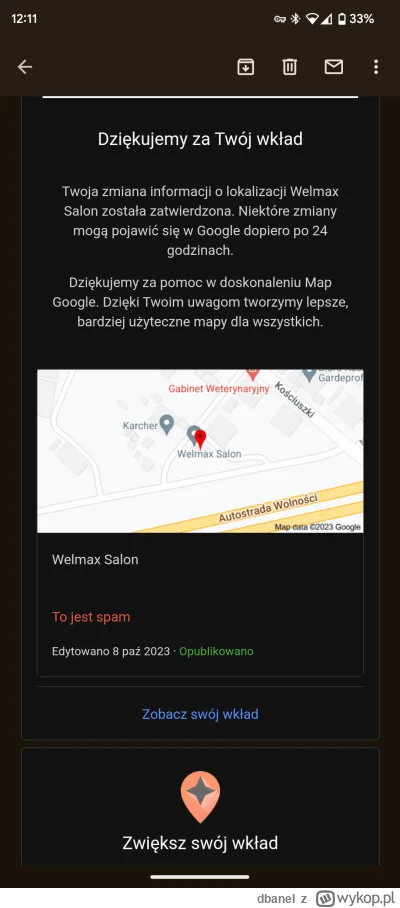 dbanel - @dbanel Dzięki wysokiemu poziomowi lokalnego przewodnika, google od razy opu...