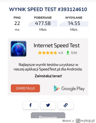 Moted - Co do #!$%@? jeszcze parę dni temu było po 60 mbps a tu z dupy takie prędkośc...