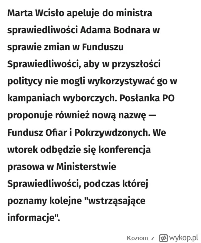 Koziom - Do Pani Wcisło mam mieszane uczucia, ale tutaj akurat duży plus. Oby Bodnar ...