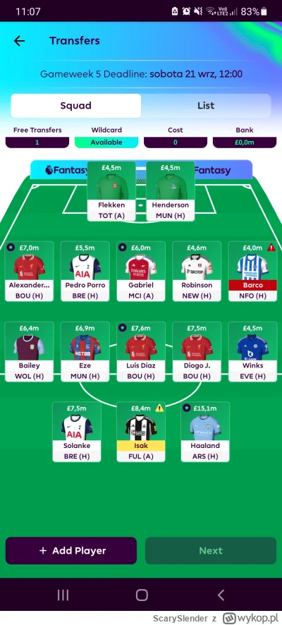 ScarySlender - Pomysły na transfery, kapitana?
#fpl