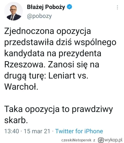 czeskiNetoperek - @czeskiNetoperek: Spokojny głos lektora z offu - kandydat opozycji ...