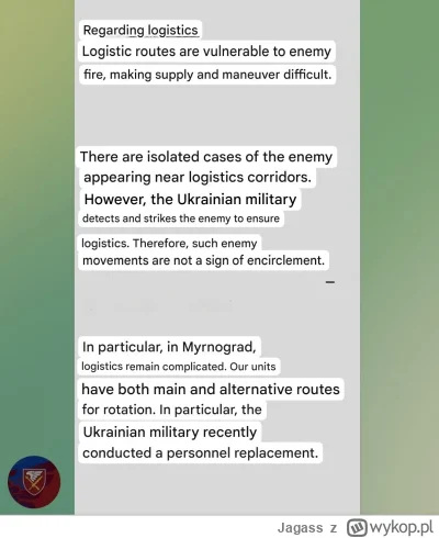 Jagass - PS: Na kierunku Pokrowskim idzie im jak po gruzie, bo artyleria ukraińska mi...