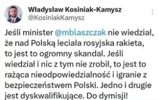 amelinowa - "Gdyby jakakolwiek przesłanka świadczyła o tym, że rosyjska rakieta zmier...