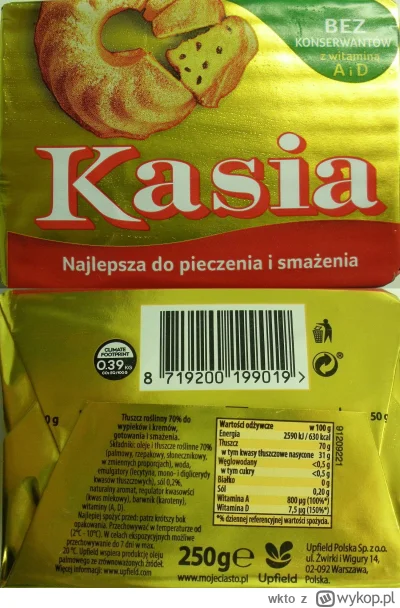 wkto - #listaproduktow
#tluszczroslinny #tluszczroslinnykostka 70% #dopieczenia Kasia...