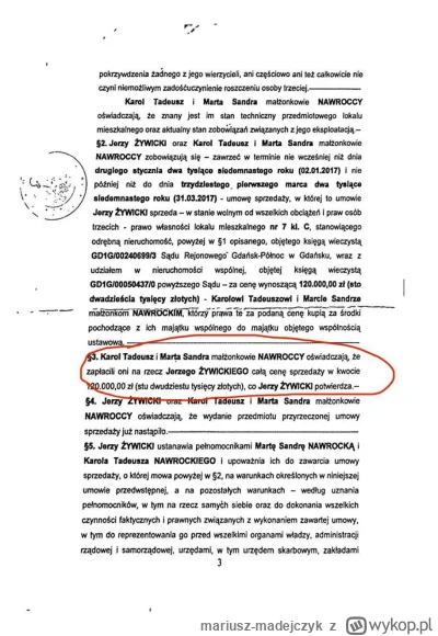 mariusz-madejczyk - Z aktu notarialnego z 2012 r. wynika, że Nawroccy przekazali 120 ...