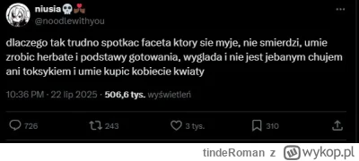 tindeRoman - Wyjaśniam - facet to typ z mordą 8/10. Poniżej tego to nawet nie człowie...