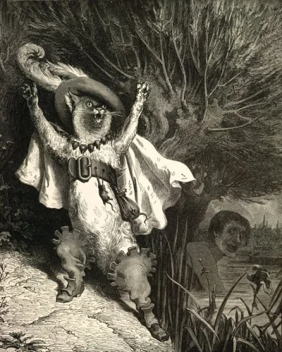 GARN - #sztuka #art #ilustracja autor: Gustave Doré | Kot w butach |  c. 1865