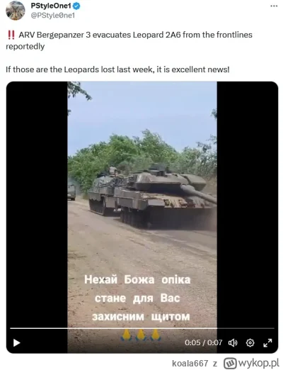 koala667 - Uszkodzone leopardy zabierane z pola walki przez Ukraińców
https://twitter...