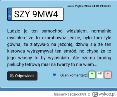 MarianPazdzioch69 - Na stronie tablic rejestracyjnych na komentujących zawsze można l...