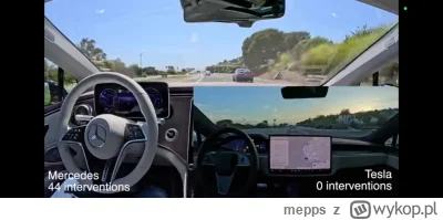 mepps - #tesla FSD miażdży 44 : 0 asystenta jazdy od #mercedes na tej samej drodze w ...