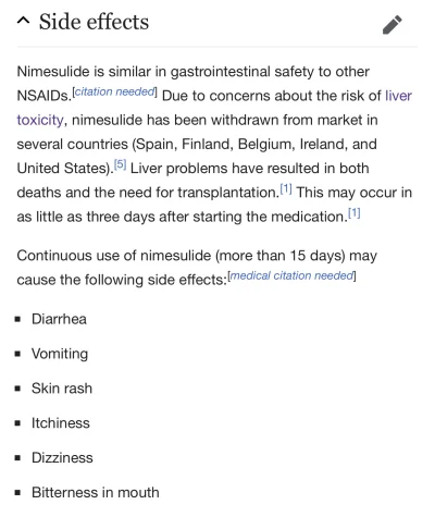 d.....k - @korni007: Z nimesulidem nie zartuje. Wiedzkosc europy, uk i usa go wycofal...