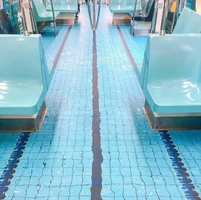 WuDwaKa - Podłoga w wagonie metra przypominająca basen ʕ•ᴥ•ʔ
#metro #kolej #woda #po...