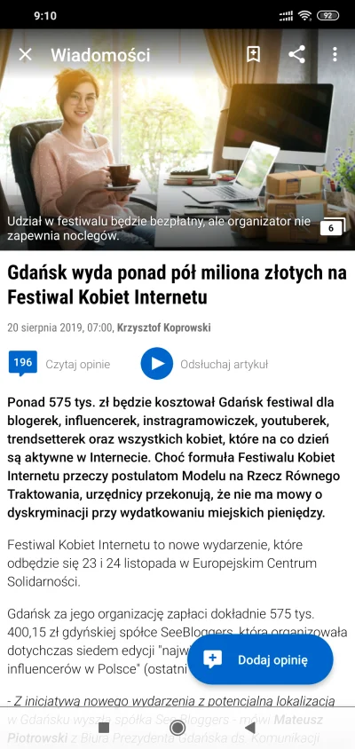 dzoli - #gdansk #feminizm Gdańsk wyda ponad pół miliona na Festiwal Influencerek (✌ ﾟ...