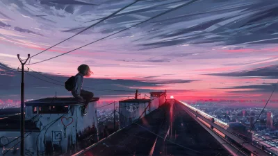 Azur88 - #randomanimeshit #anime #originalcharacter #architekturanime #sunset