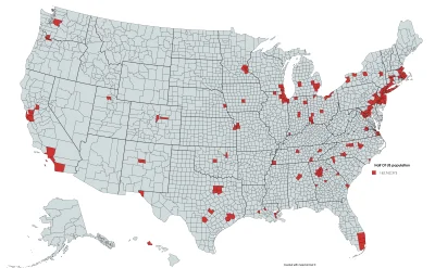 InformacjaNieprawdziwaCCCLVIII - Połowa populacji USA żyje w zaznaczonych na czerwono...