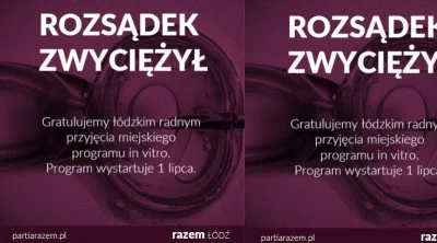 gtredakcja - Razem Łódź informuje: magistrat dofinansuje zabiegi in vitro
http://gaz...