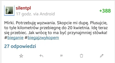 silentpl - Mirki. Przegieliście. Nie da się przebiec 400km w 26 dni gdy max w życiu p...