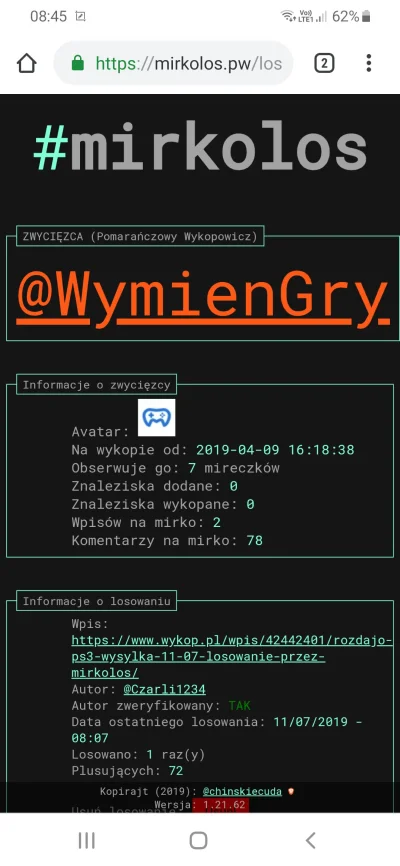 Czarli1234 - Gratuluję @WymienGry, na pw czekam na adres do wysyłki