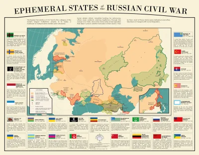appylan - Mapa państw-efemeryd powstałych w trakcie wojny domowej w Rosji. (otwórzcie...