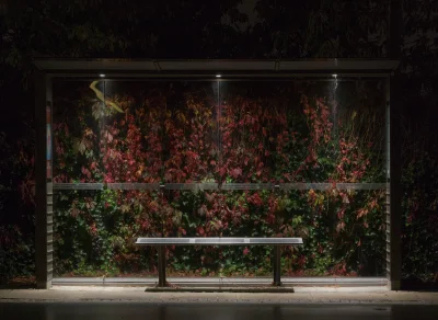 Romantyczny_widelec - Nocna fotografia przystanku autobusowego w Risskov, dzielnicy m...