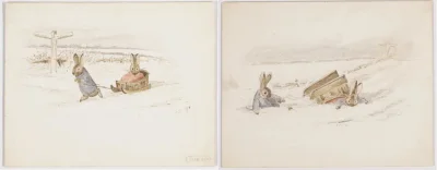 moon5 - "Bunnies in the snow." 

Wstawiona tu kiedyś kartka Beatrice Potter ma drugą ...