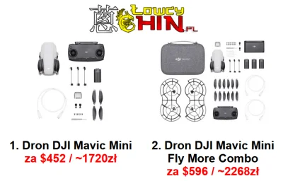 LowcyChin - 1. Dron DJI Mavic Mini
Cena z wysyłką: $452 / ~1720zł

2. Dron DJI Mav...