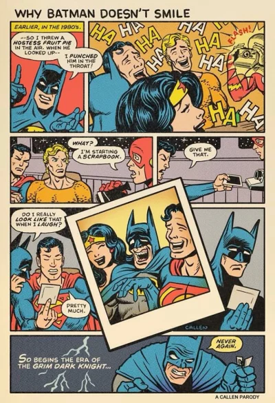 b.....h - #humorobrazkowy #batman #heheszek #imgur


 Why batman never smiles