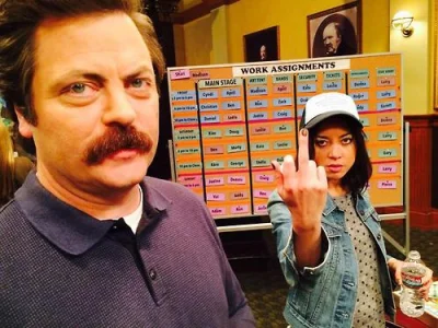 galarulez - wygląda jak Aubrey Plaza z serialu Parks and Recreation